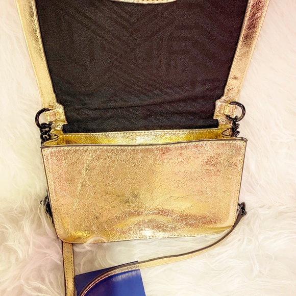 *NEW* REBECCA MINKOFF Love Crossbody Gold Gunmetal - Picture 2 of 5